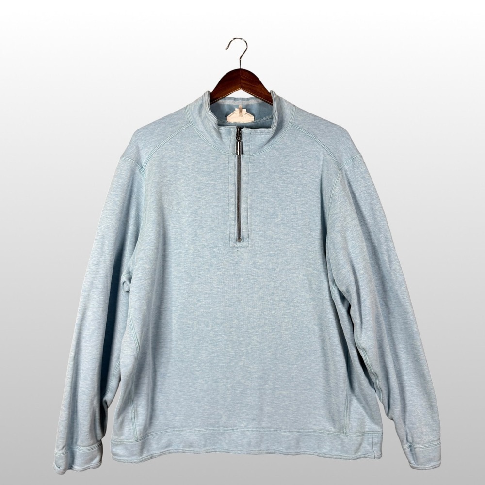 Tommy Bahama‎ Quarter Zip Pullover Men's XL Blue Reversible Sweatshirt Casual